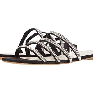 NWOB New Tahari Nuvia Black Rhinestone Slide Sandal